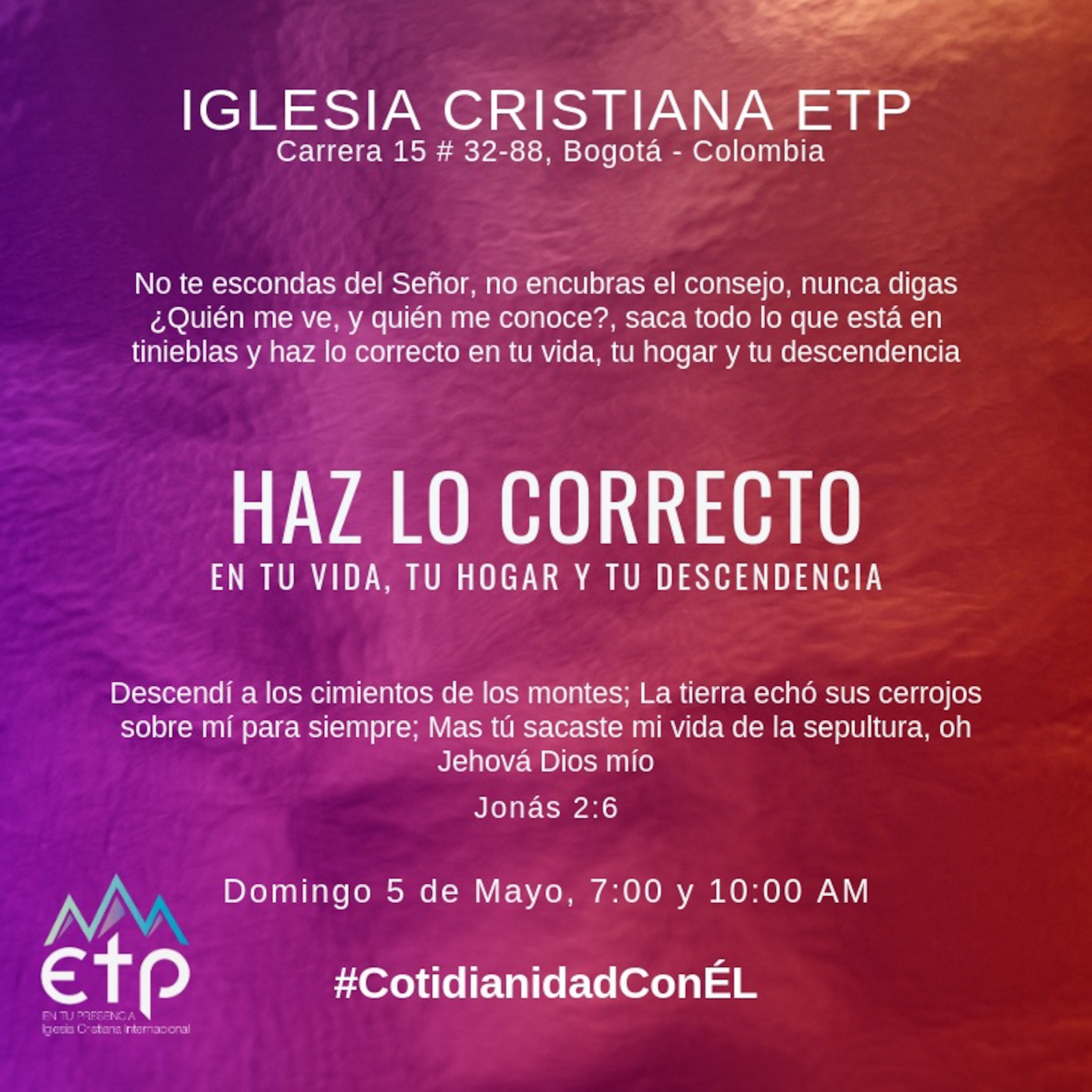 Charlas Pastor Luis Salas, Iglesia ETP