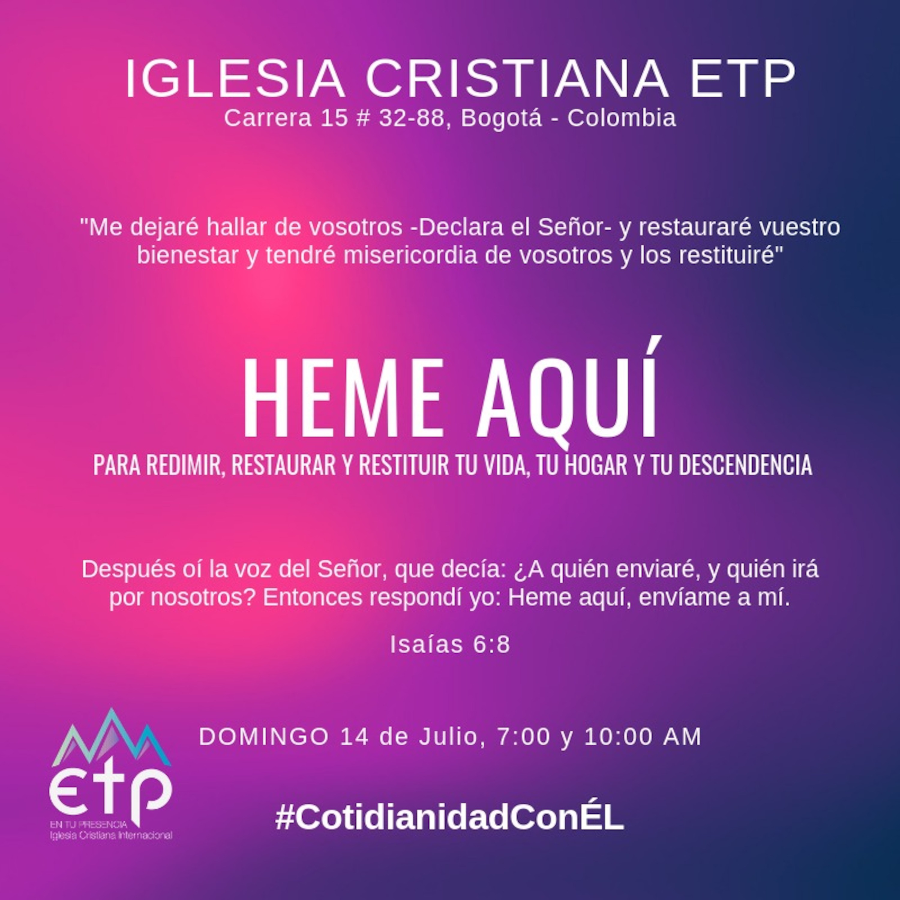 Charlas Pastor Luis Salas, Iglesia ETP