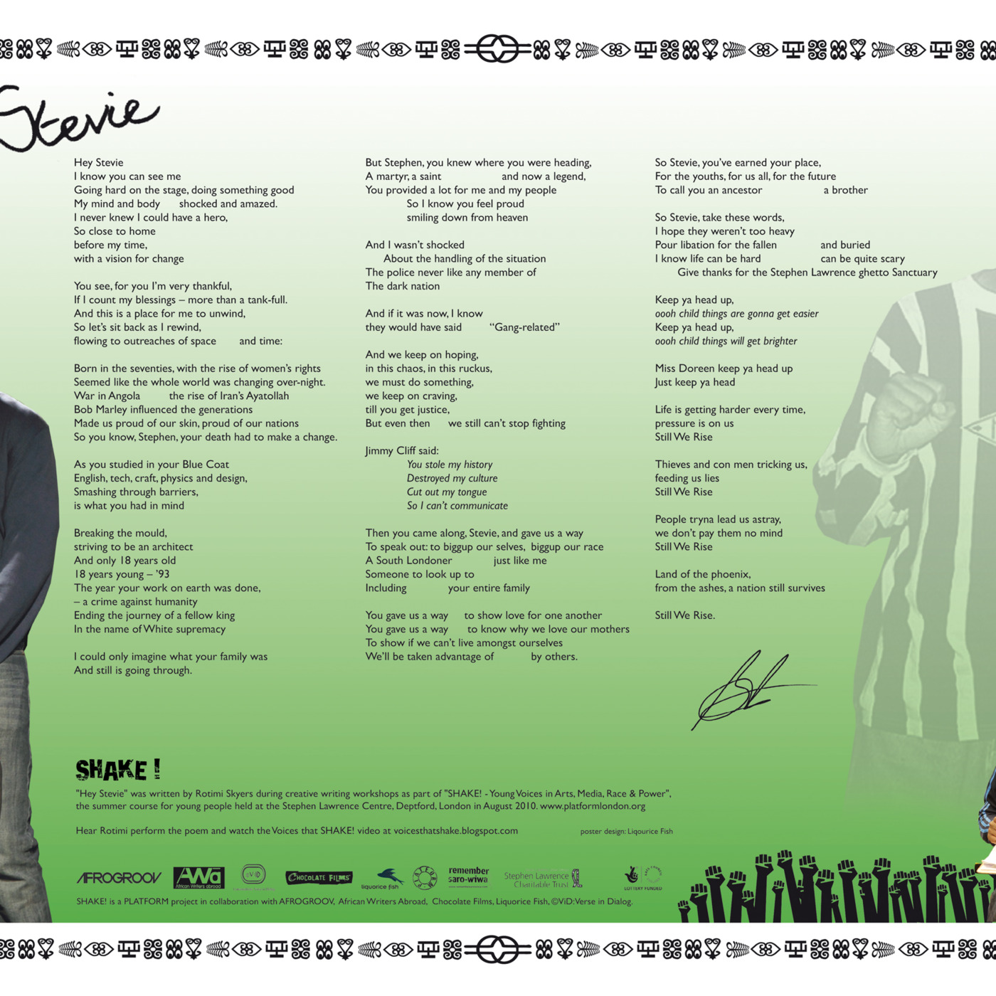 HEY STEVIE  - A tribute poem  for Stephen Lawrence by Rotimi Skyers episode artwork