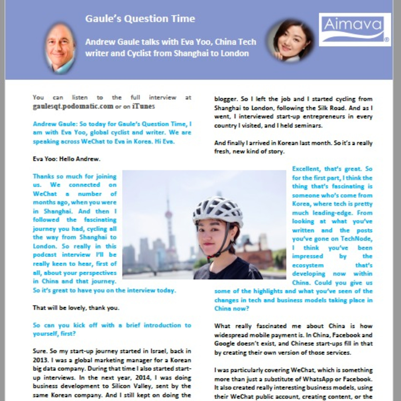 Eva Yoo - Cycled from Shanghai to London and met start ups on the way