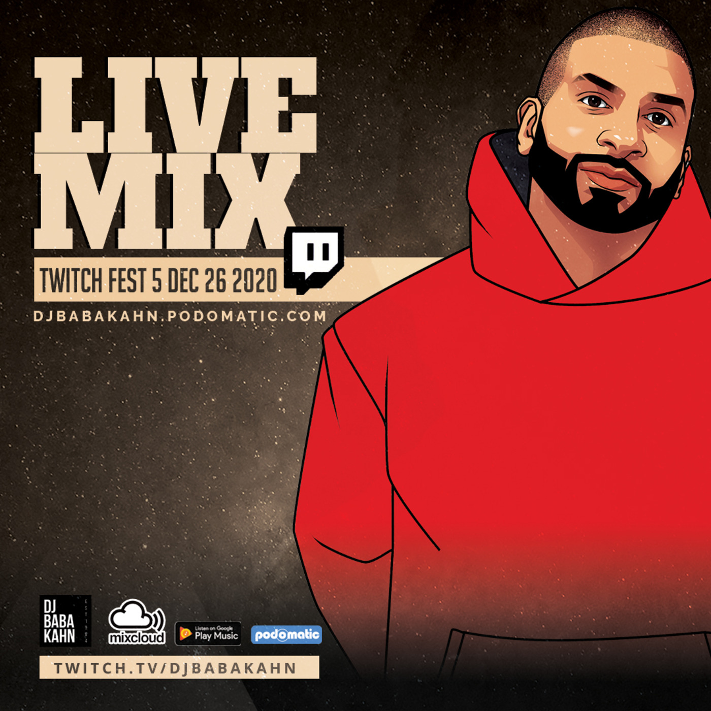 Episode 186: Baba Kahn Live Stream Twitch Fest 5 Mix - Recorded Live Dec 26 2020 episode artwork