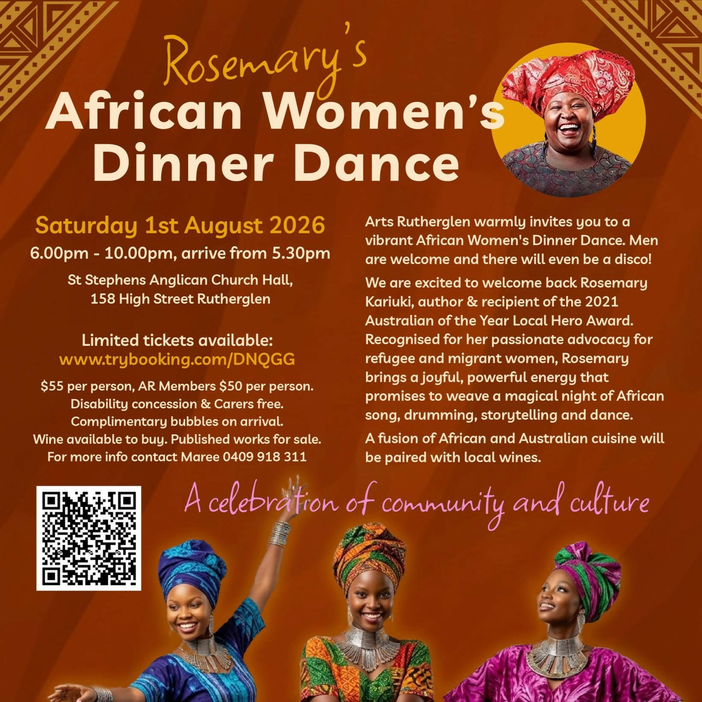 Episode 1332: The Lowdown - Scott chats with Maree from Arts Rutherglen about Rosemary's African Women's Dinner Dance episode artwork