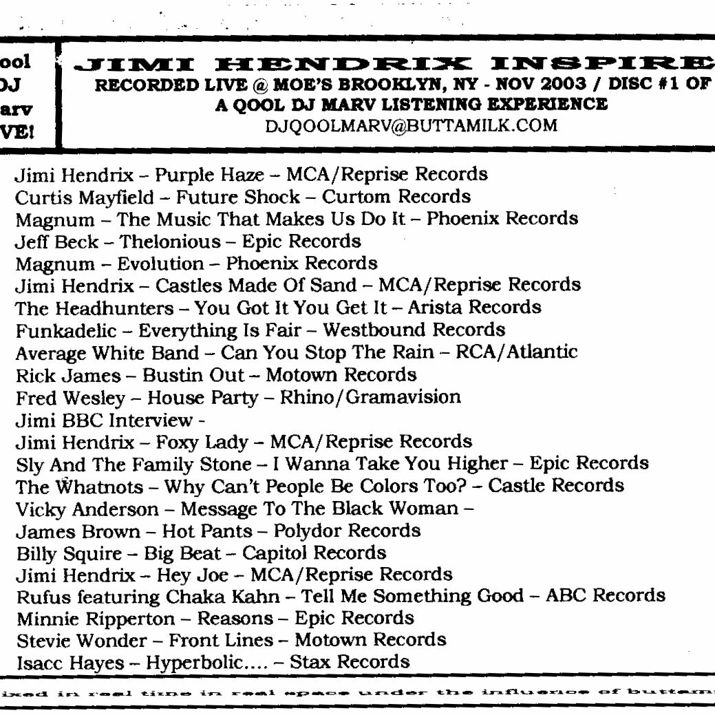 ButtaLiveArchive: Live @ the Jimi Hendrix Tribute Party @ Moe's in Brooklyn | November 2003 episode artwork
