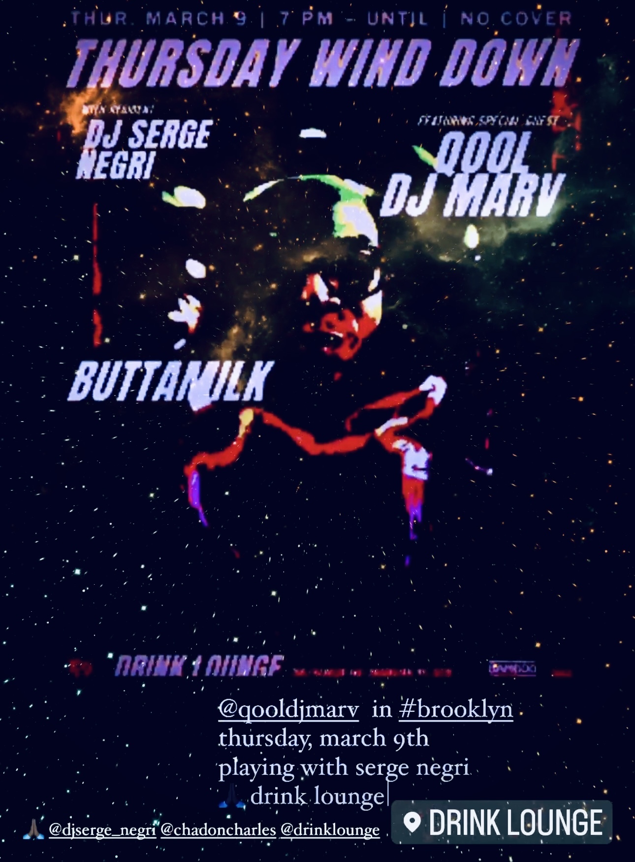 Qool DJ Marv Live at DJ Serge Negri's Thursday Wind Down at Drink Lounge in Crown Heights Brooklyn on MARCH 9TH 2023 episode artwork