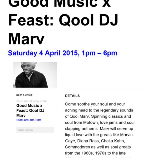 Podomatic Qool DJ Marv Live at Soho House NYC April 4 2015