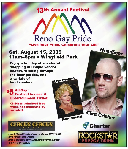 Clint Crisher headline performer at Reno Gay Pride 2009