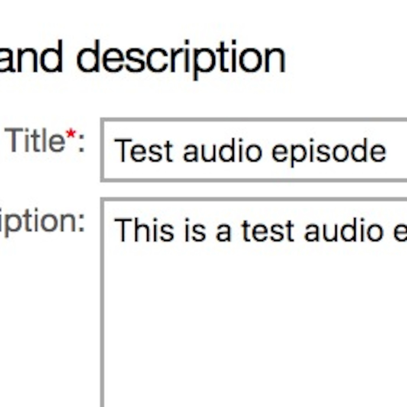 Test audio episode episode artwork
