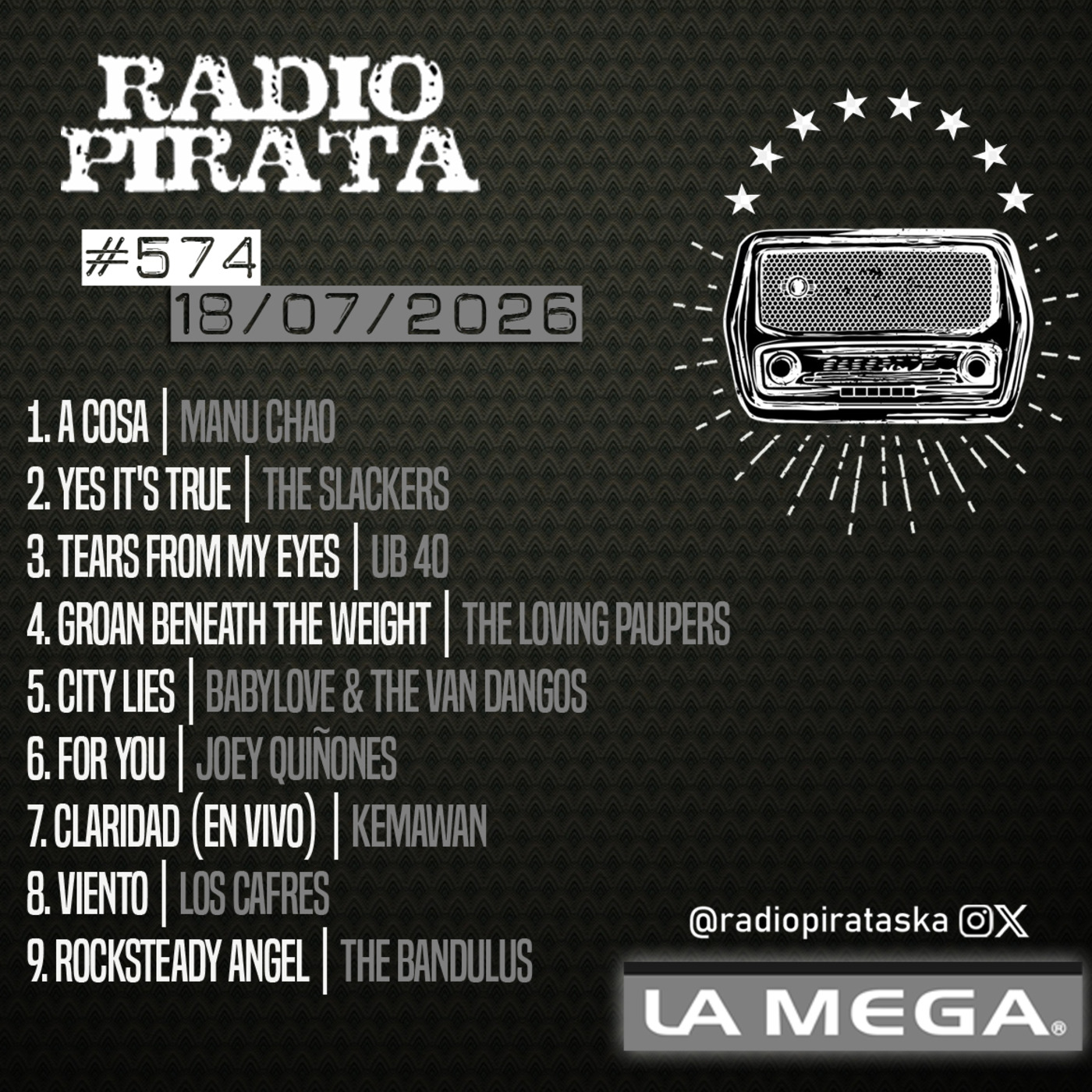 Episode 574: RADIO PIRATA #574 | 18/07/2026 episode artwork