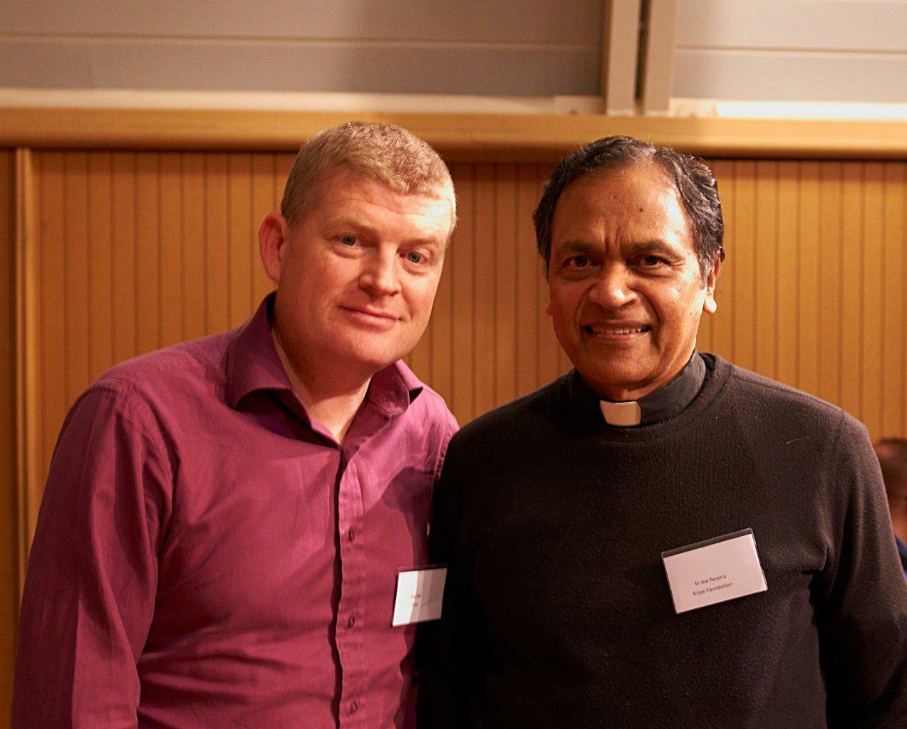 Noel Bell chats to Fr Joe Pereira from the Kripa Foundation