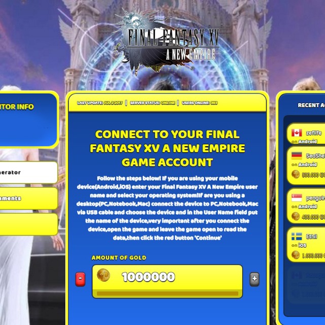 Final Fantasy Xv A New Empire Hack Cheat Online Generator Gold Unlimited