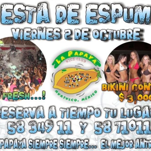 FIESTA DE ESPUMA EN LA PAPAYA NICE CLUB HUATULCO OAXACA