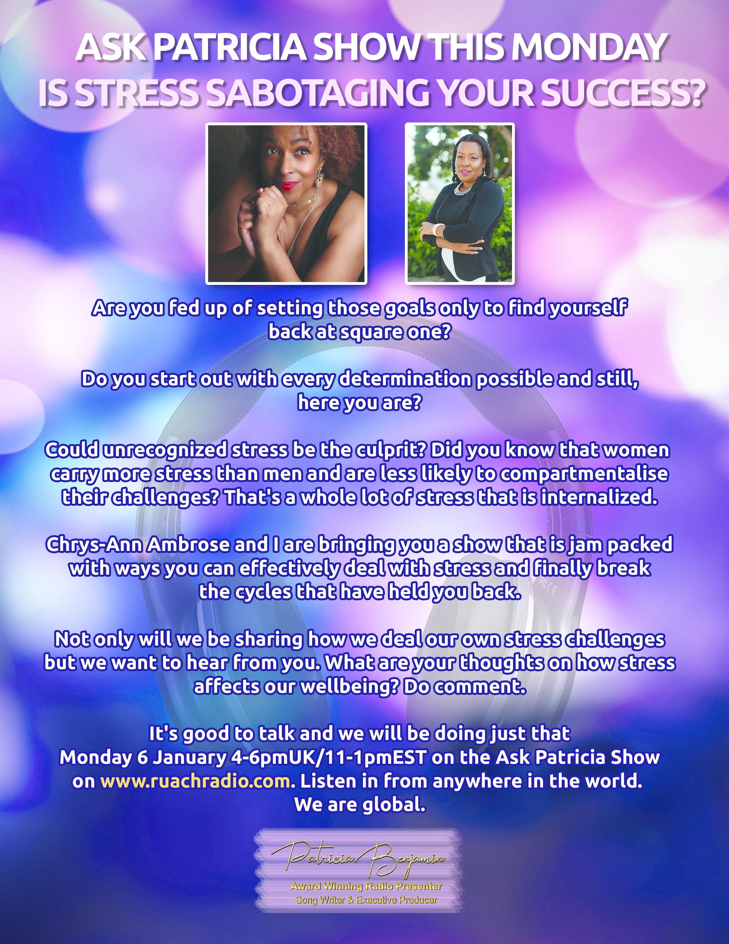 Ask Patricia Show with Chrys-Ann Ambrose - Is Stress Sabotaging your Success? episode artwork