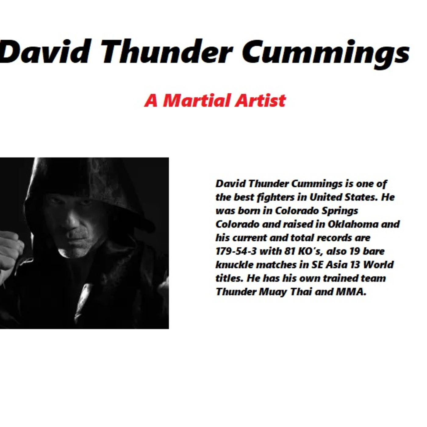 David Thunder Cummings - A Martial Artist episode artwork