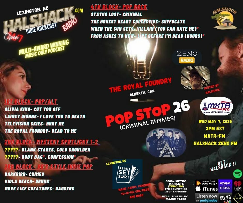 Episode 217: Halshack ep 26 (CRIMINAL RHYMES)---POP STOP 26 ---MXTR-FM--- May 7, 2025--Theme show about crimes and murder--Hosted by Halshack