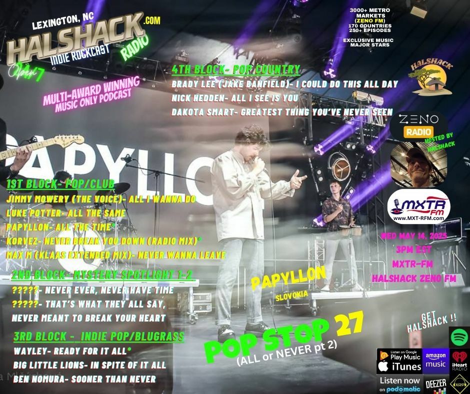 Episode 219: Halshack ep 27 (ALL or NEVER pt 2)---POP STOP 27 ---MXTR-FM--- May 14, 2025--Theme show about All or Never--Hosted by Halshack