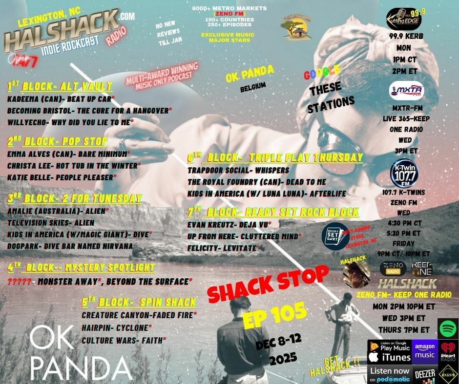 Episode 284: Halshack ep 105--SHACKSTOP-- Dec 8-12, 2025-- (KERB- KTWINS- MXTRFM- ZENOFM) --90 min weekly show--Find everything at Halshack com