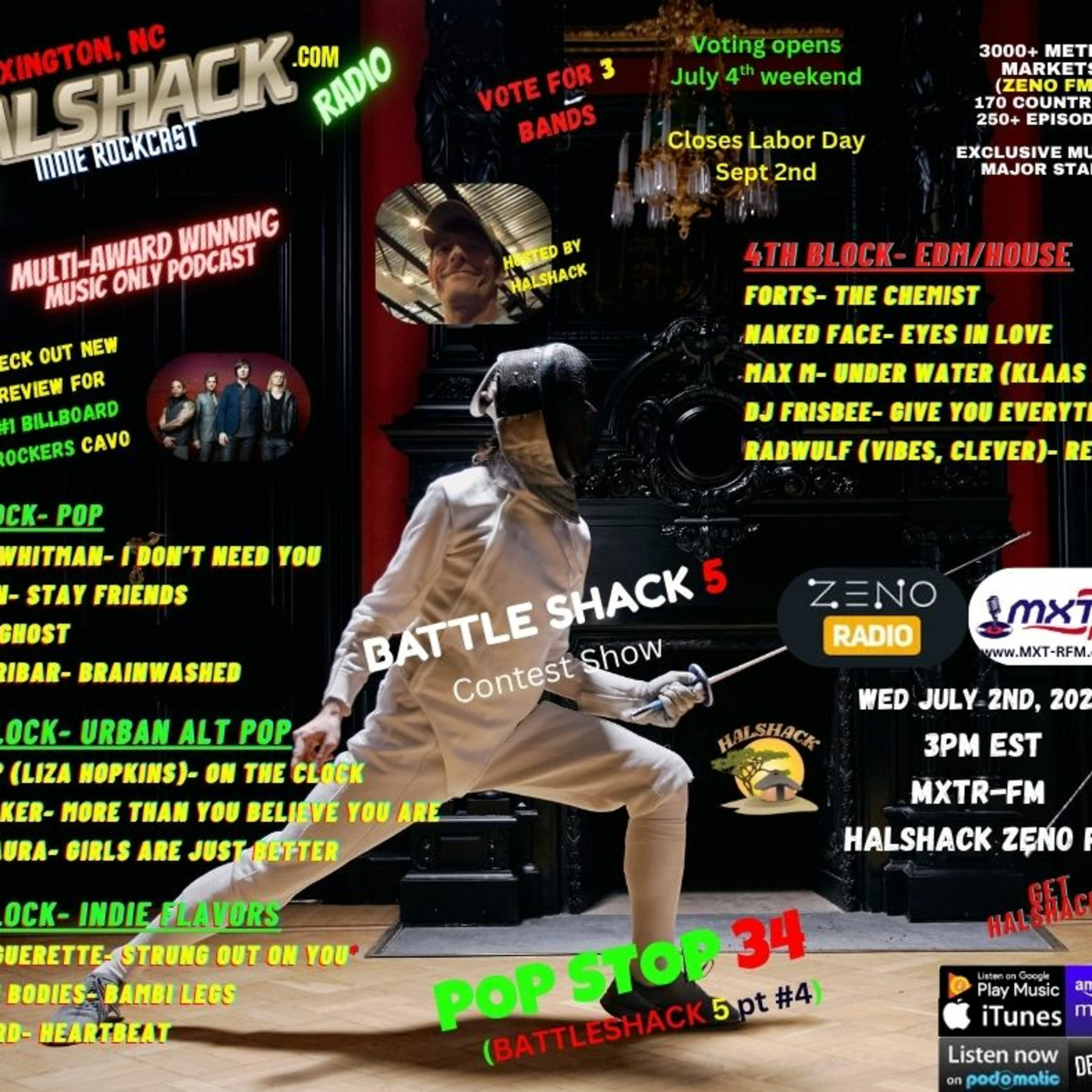 Episode 235: Halshack ep 34 (BATTLE SHACK pt #4)---POP STOP 34 ---MXTR-FM--- July 2nd, 2025--contest preview show-- pop edition --Hosted by Halshack