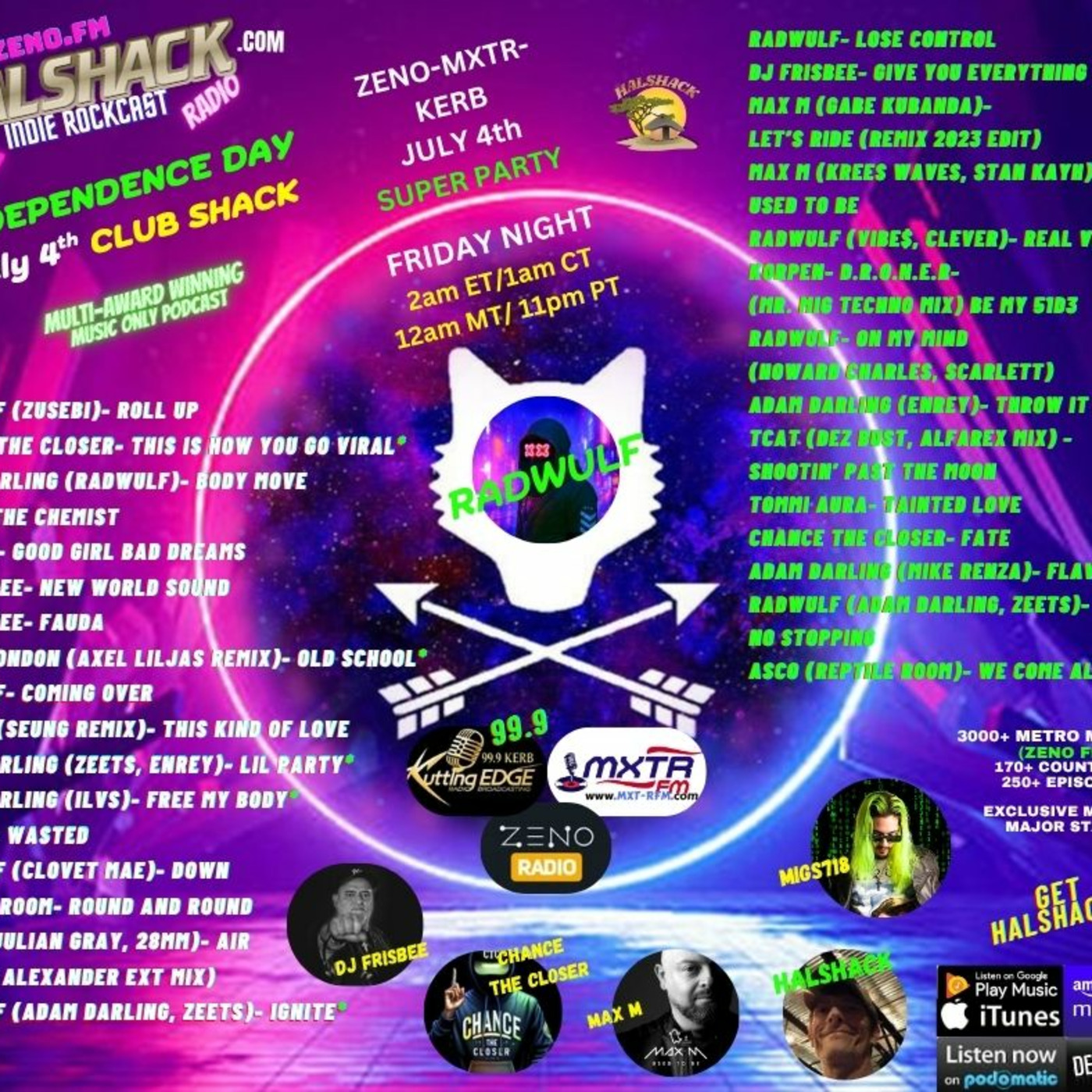 Episode 237: Halshack Special (HAPPY JULY 4th CLUB SHACK)--holiday edition-- July 4, 2025 --Club Shack mix for MXTR and KERB and ZENO