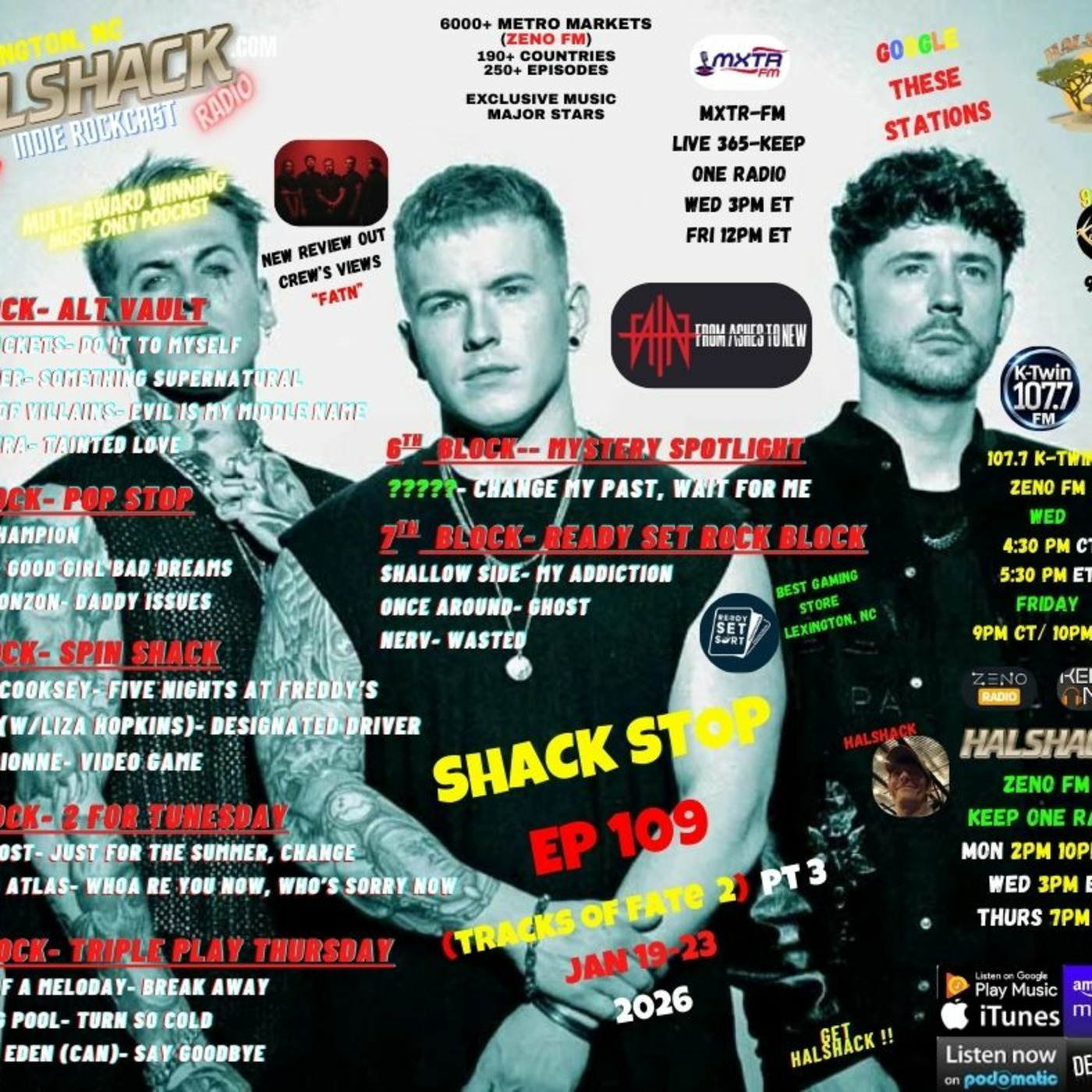 Episode 297: Halshack ep 109--SHACKSTOP (TRACKS of FATE 2 pt 3 of 3)-- Jan 19-23, 2026-- (KERB- KTWINS- MXTRFM- ZENOFM) --90 min weekly show--Find everything at Halshack com