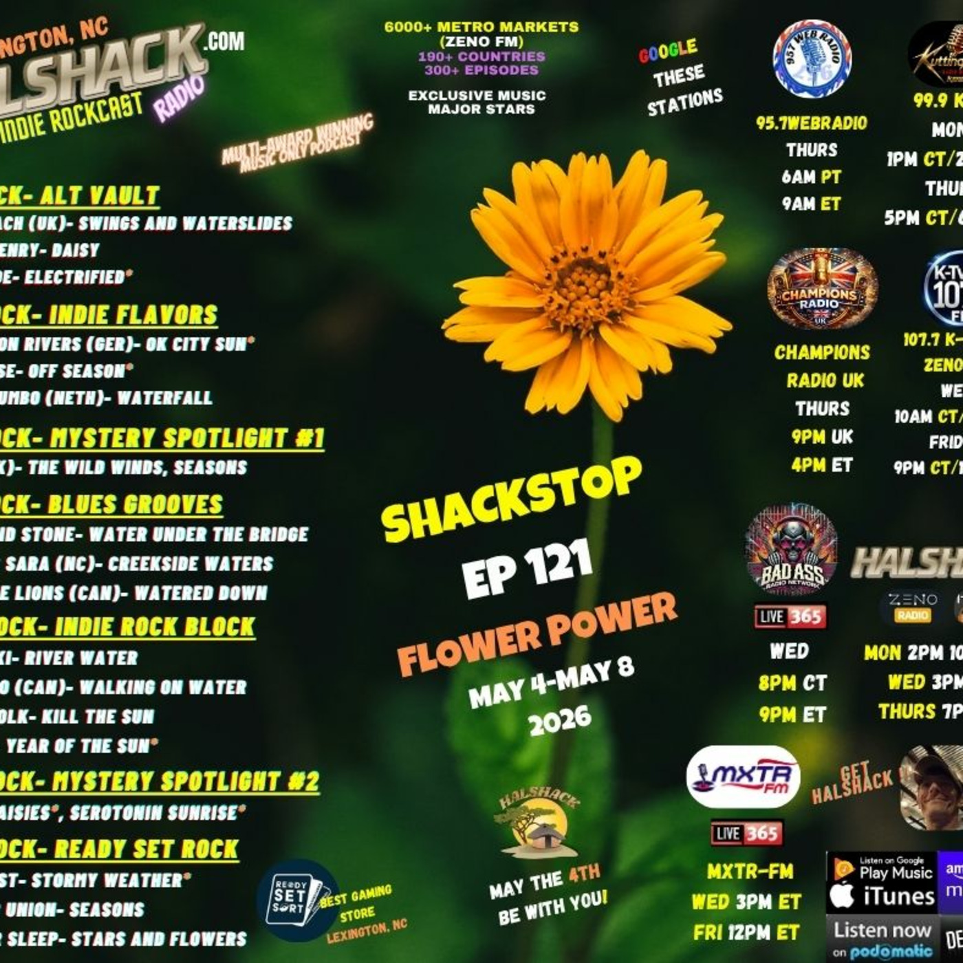 Episode 317: Halshack ep 121 (SHACKSTOP) -May 4-May 8-(FLOWER POWER) spring season theme--- (ALL STATIONS-- ZENOFM) --90 min weekly show--Find everything at Halshack com