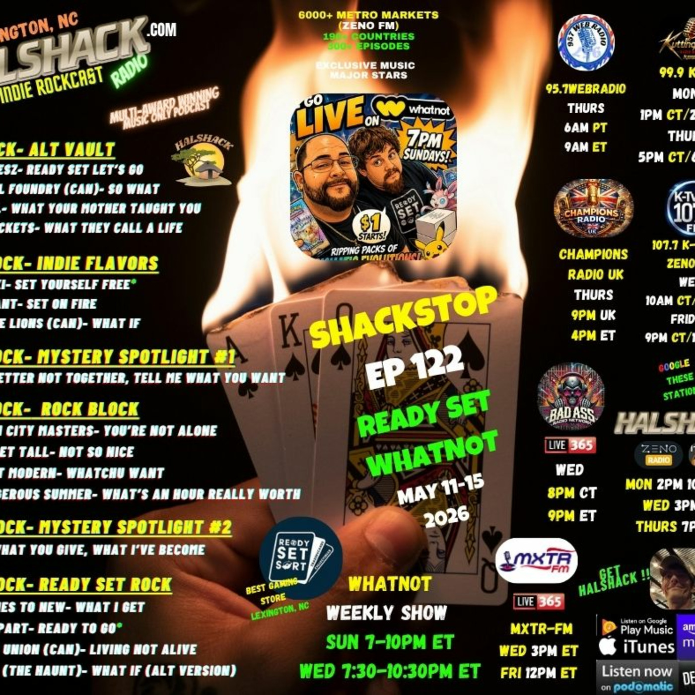 Episode 319: Halshack ep 122 (SHACKSTOP) ---May 11-15--- (READY SET WHATNOT) card based theme show--- (ALL STATIONS-- ZENOFM) --90 min weekly show--Find everything at Halshack com