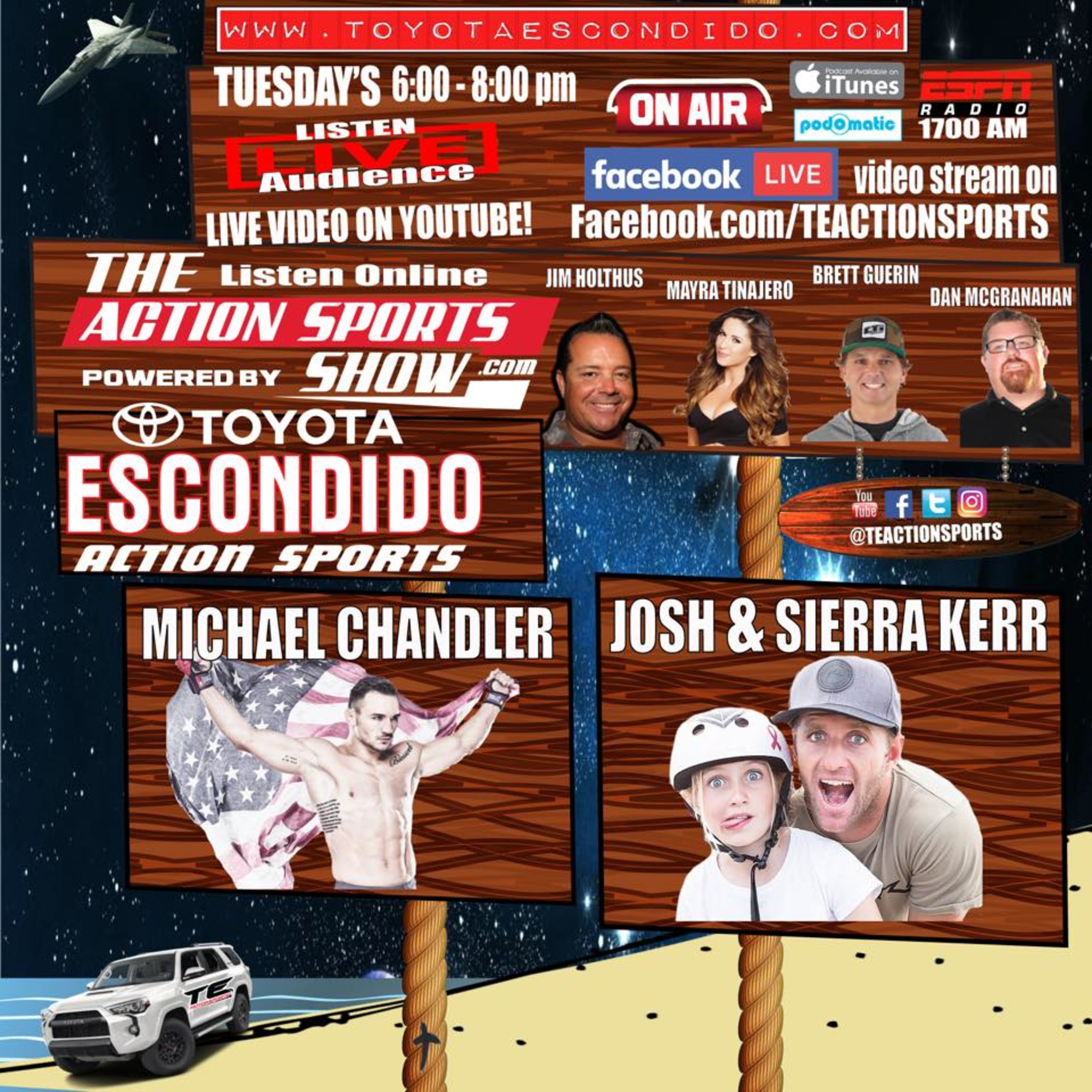 The Action Sports Show with MMA Champion Michael Chandler and Pro Surfer Josh Kerr joined by Sierra Kerr