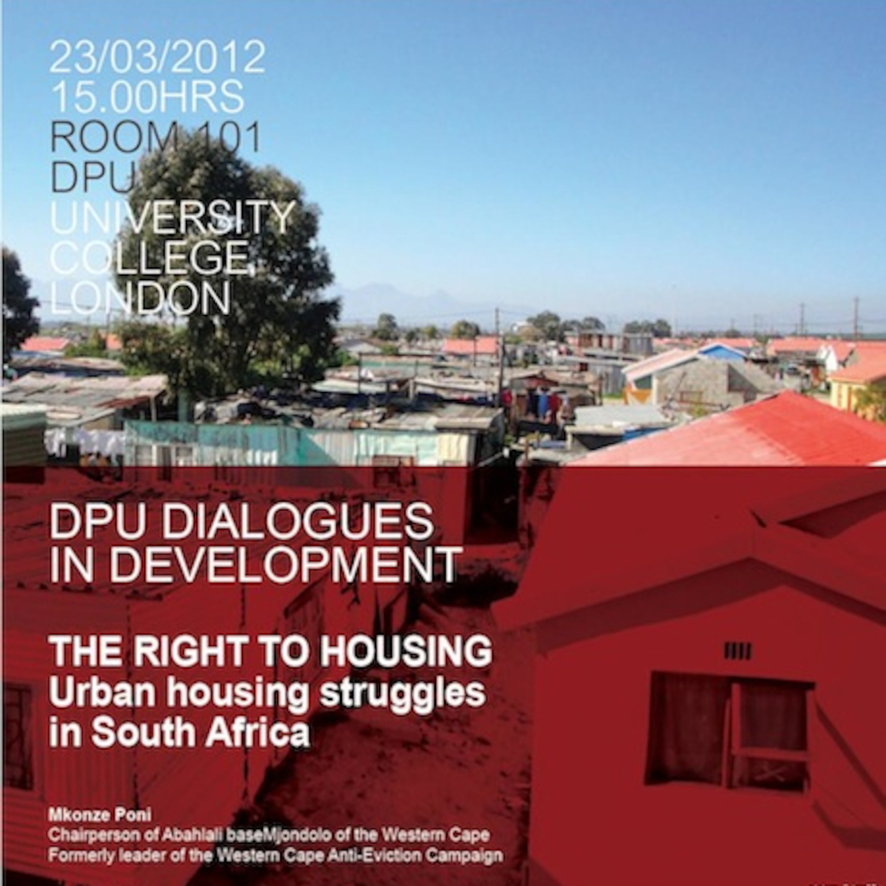 Mzonqui Poni on urban housing struggle in South Africa