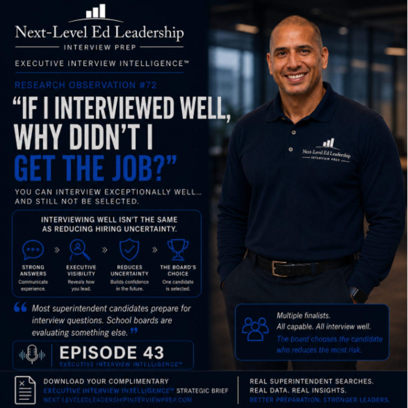 Episode 43: You Can Interview Exceptionally Well...and Still Not Be Selected: Executive Interview Intelligence Research Observation #72 episode artwork