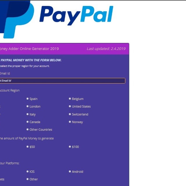 Paypal Money Adder Online Generator 2019