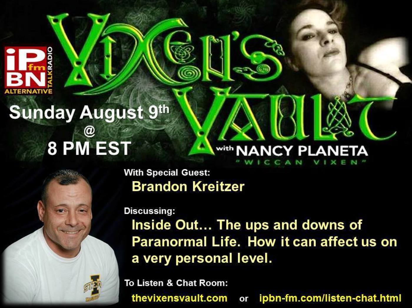 8_09_15 Vixens Vault with Nancy Planeta with guest: Brandon Kreitzer